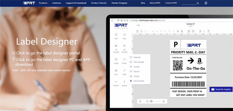 iDPRT Návrhář etiket Software Interface